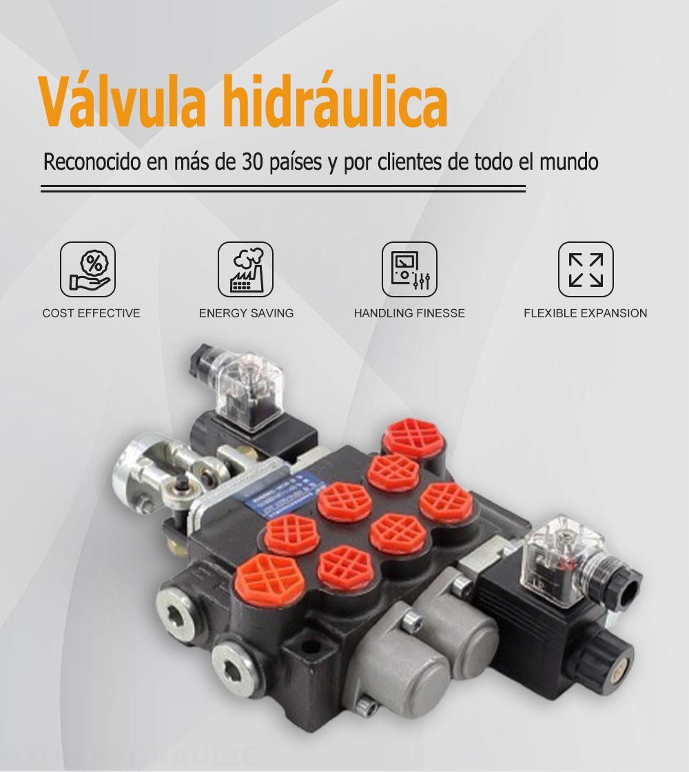 P40 Solenoide y joystick 3 carretes Válvula direccional monobloque